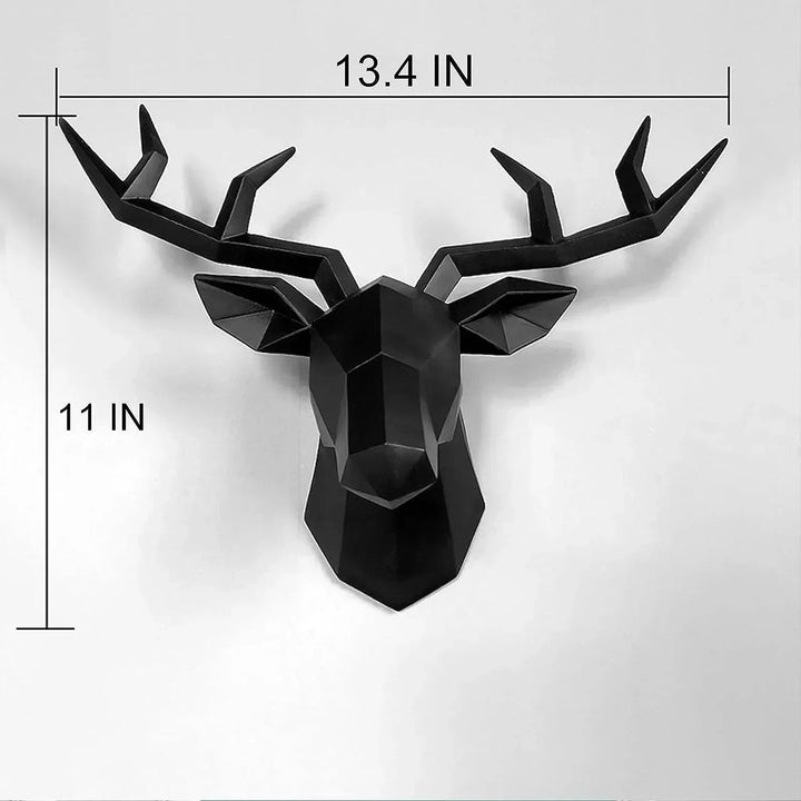 3D-Hjortehoved Skulptur, geometrisk harpiks, dyrehoved vægdekoration, moderne boligindretning, luksuriøs dekorativ vægdekoration