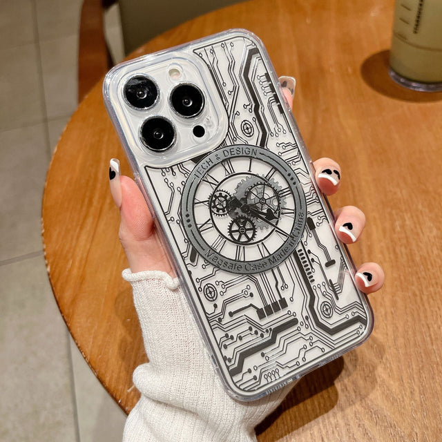 Transparent Mekanisk Ur Magsafe iPhone Cover