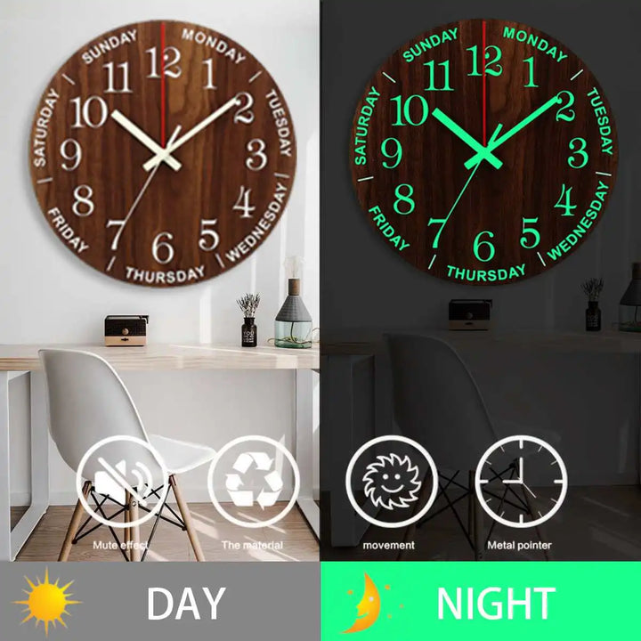 GlowClock – Luksuriøs Trævægur med Nattelys
