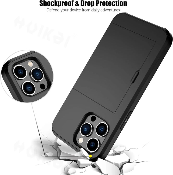 LuxShield iPhone Cover med Kort Holder | Slankt Design | Kortopbevaring | Beskyttelse &amp; Stil
