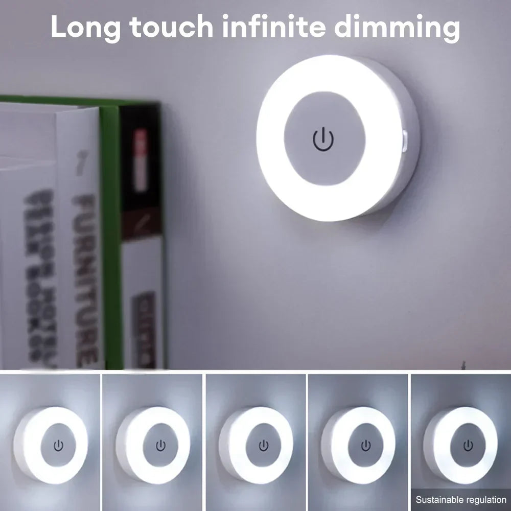 LUMORA Touch LED Nattelygte | USB Genopladelig | Magnetisk &amp; Trinløs Dæmpning | Varm &amp; Kold Lys
