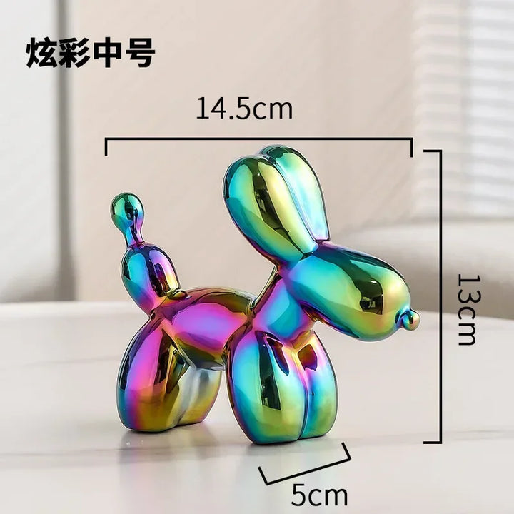 Nordisk Keramisk Ballonhund Skulptur Guld Dyre Dekoration Statue Stue Ornamenter Kreativ Skrivebords Ornament Hjem Deko