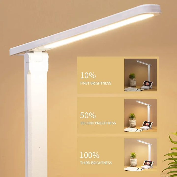 6000mAh genopladelig LED bordlampe USB 3 farver trinløs dæmpbar skrivebordslampe berøring foldbar øjenbeskyttende læse natlys