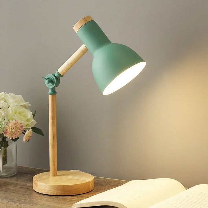 Farverig Træ Bordlampe