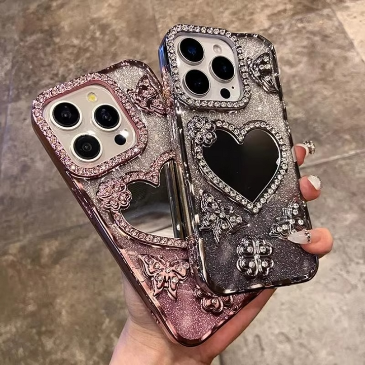 Butterfly Glitter Diamond Spejl Etui til iPhone
