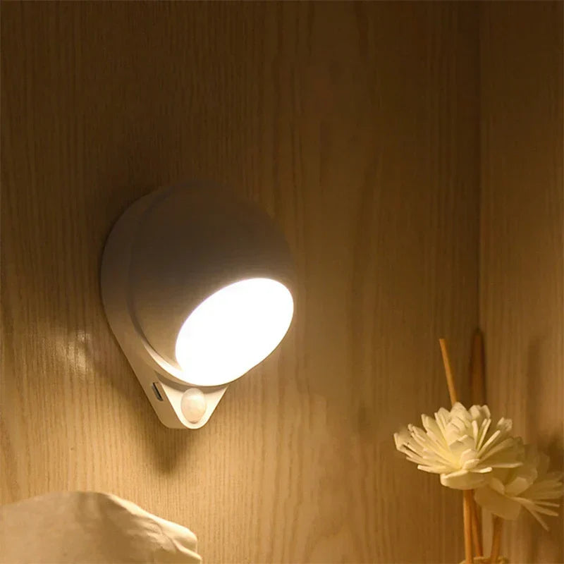 Intelligent LED Natlys GlowMate 360 | 360° Rotérbar | Bevægelsessensor | USB Genopladelig