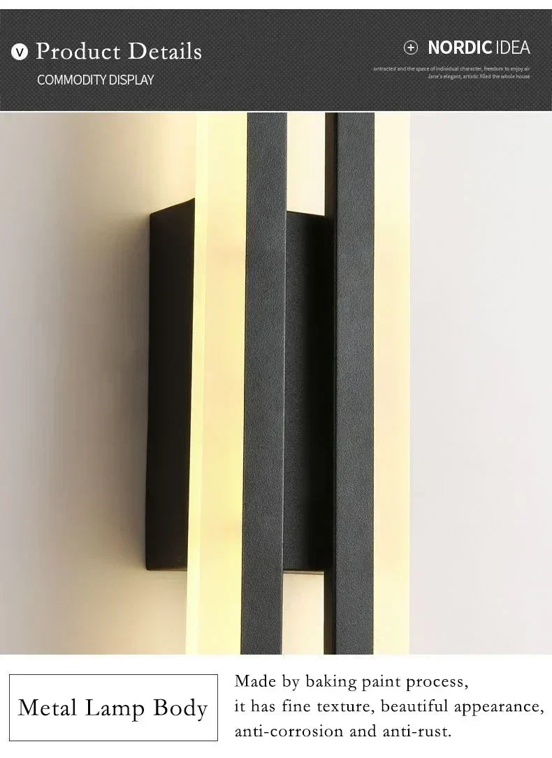 Moderne LED Væglampe: Sort/Guld Akryl Rum Dekoration Lys