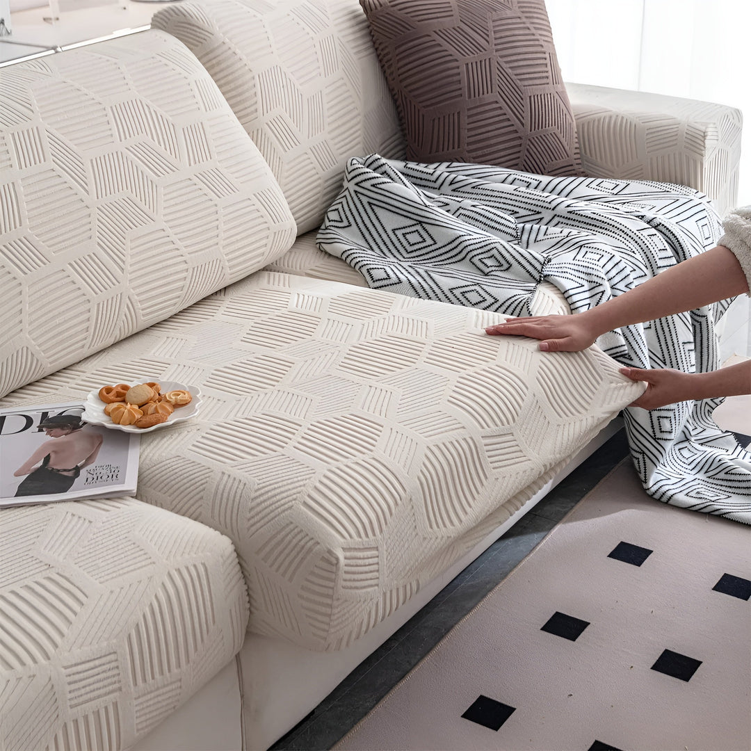 Jacquard Sofa Betræk med Geometrisk Mønster – Blødt &amp; Kæledyrsvenligt | Perfekt til Beskyttelse og Hygge i Boligen |