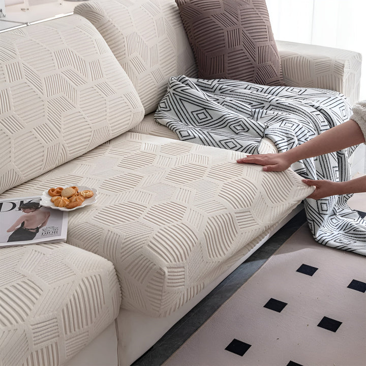 Jacquard Sofa Betræk med Geometrisk Mønster – Blødt &amp; Kæledyrsvenligt | Perfekt til Beskyttelse og Hygge i Boligen |