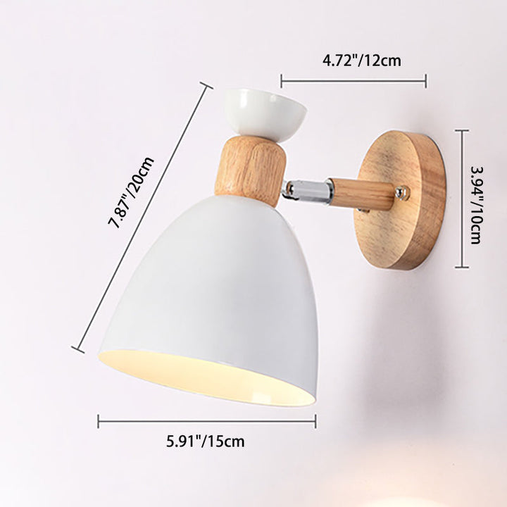 Moderne Minimalistisk Rund Horn Aluminium Træ 1-Lampe Væglampe til Soveværelse