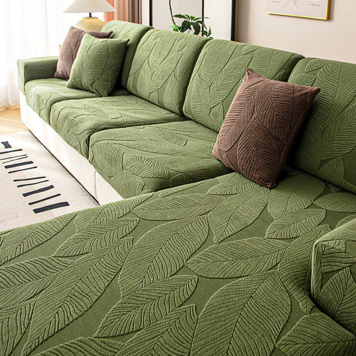 Moderne Blad Jacquard Vandtæt Anti-Skrabe Stræk Sofaovertræk