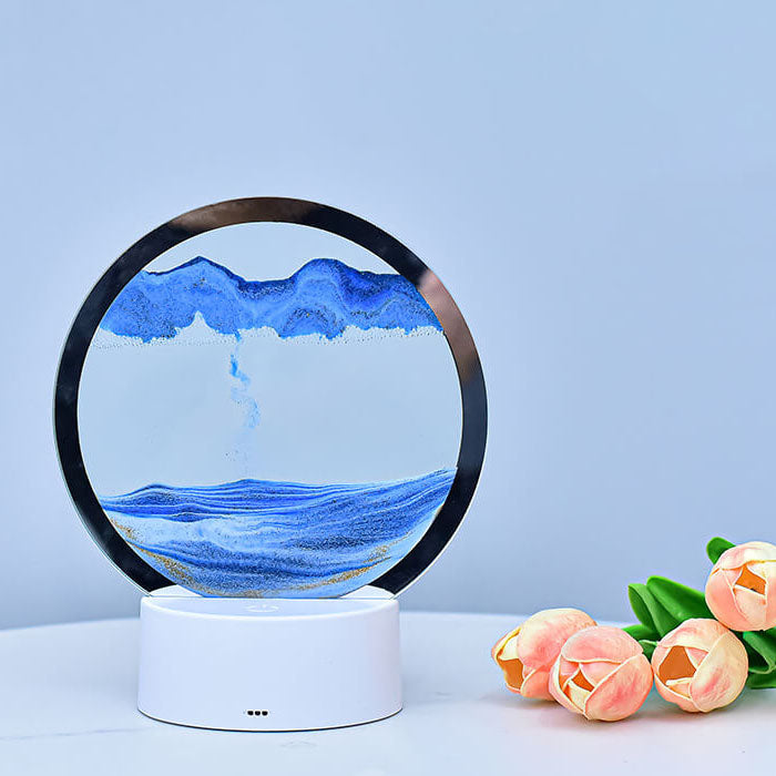Kreativ Rund Timeglas Quicksand 3D LED Nattelys Bordlampe