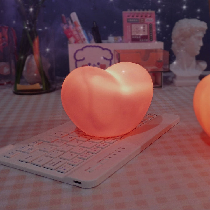 LuvSphere Silikone LED Natlampe | Hjerteformet Design | Bordlampe | Varm Stemningslys | Dekorativ