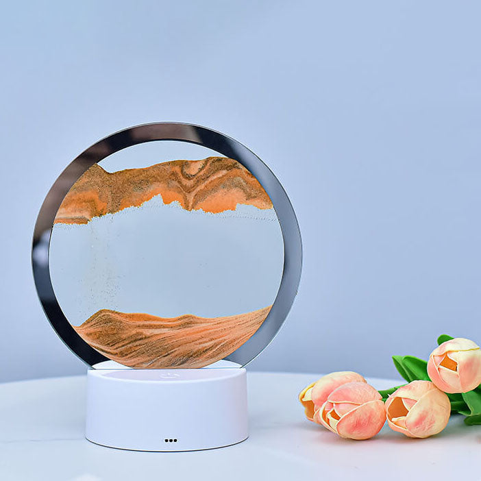 Kreativ Rund Timeglas Quicksand 3D LED Nattelys Bordlampe