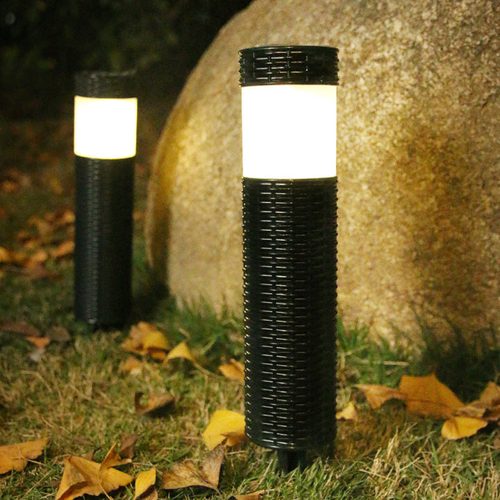 Udendørs Solrattan Cylindrisk LED Haveplæne Indbygget Landskabslys