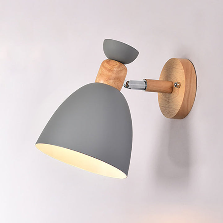 Moderne Minimalistisk Rund Horn Aluminium Træ 1-Lampe Væglampe til Soveværelse