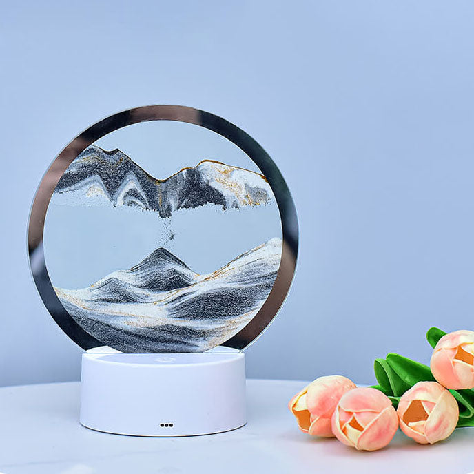 Kreativ Rund Timeglas Quicksand 3D LED Nattelys Bordlampe