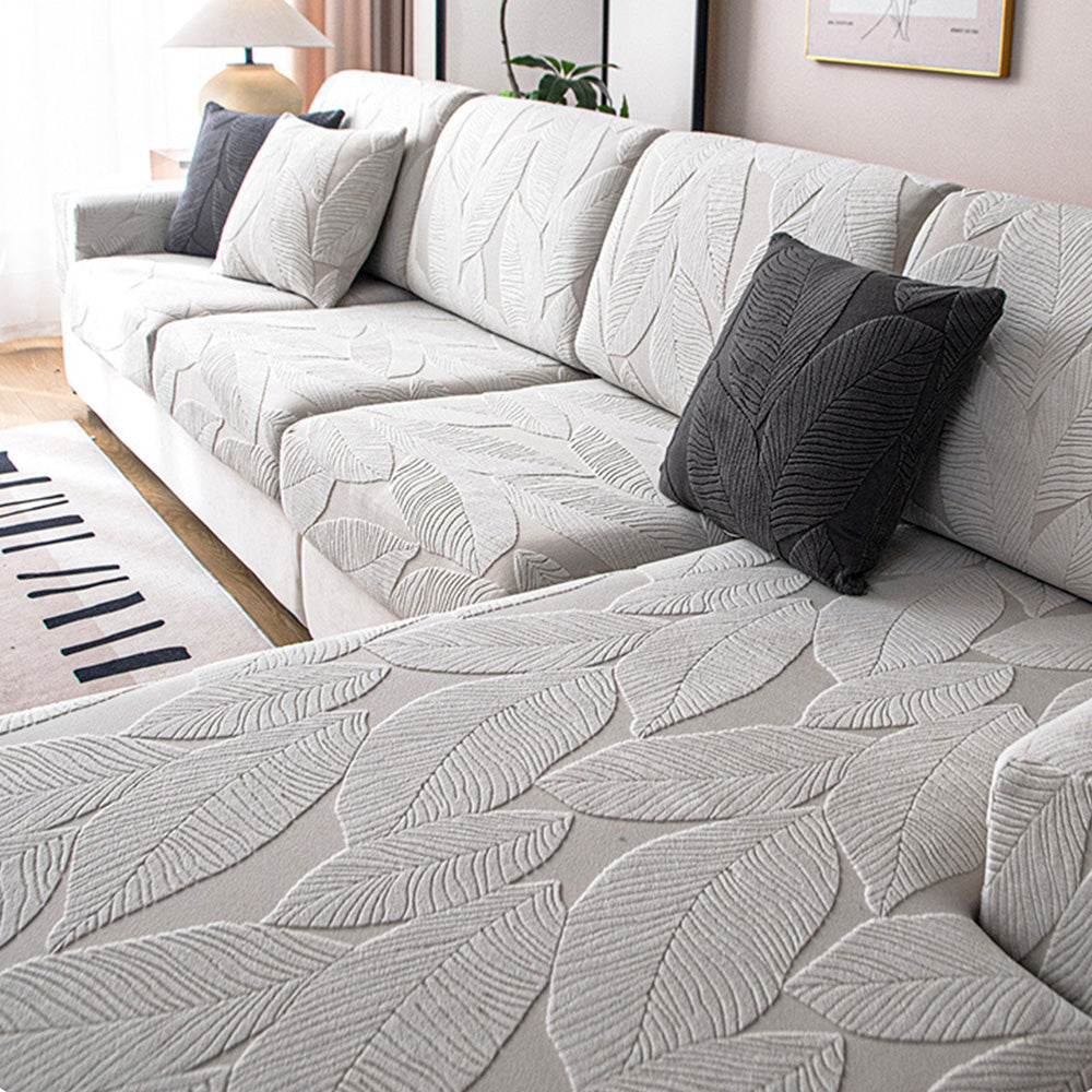 Moderne Blad Jacquard Vandtæt Anti-Skrabe Stræk Sofaovertræk