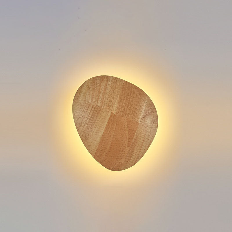 Moderne Minimalistisk Rund Uregelmæssig Oval Træ LED Væglampe til Stue