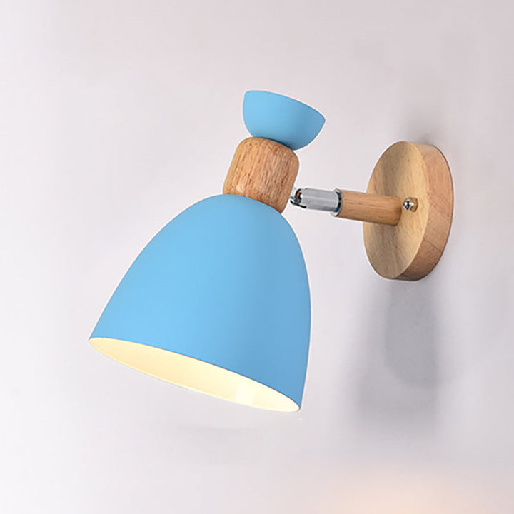 Moderne Minimalistisk Rund Horn Aluminium Træ 1-Lampe Væglampe til Soveværelse