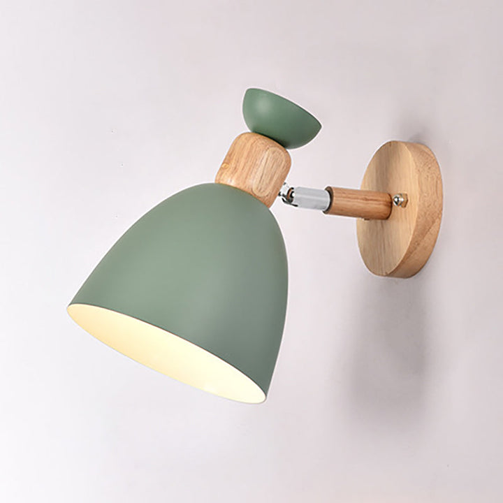 Moderne Minimalistisk Rund Horn Aluminium Træ 1-Lampe Væglampe til Soveværelse
