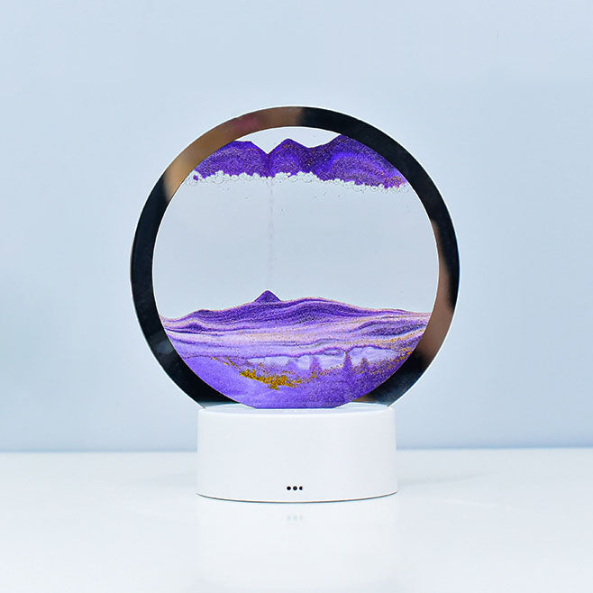 Kreativ Rund Timeglas Quicksand 3D LED Nattelys Bordlampe