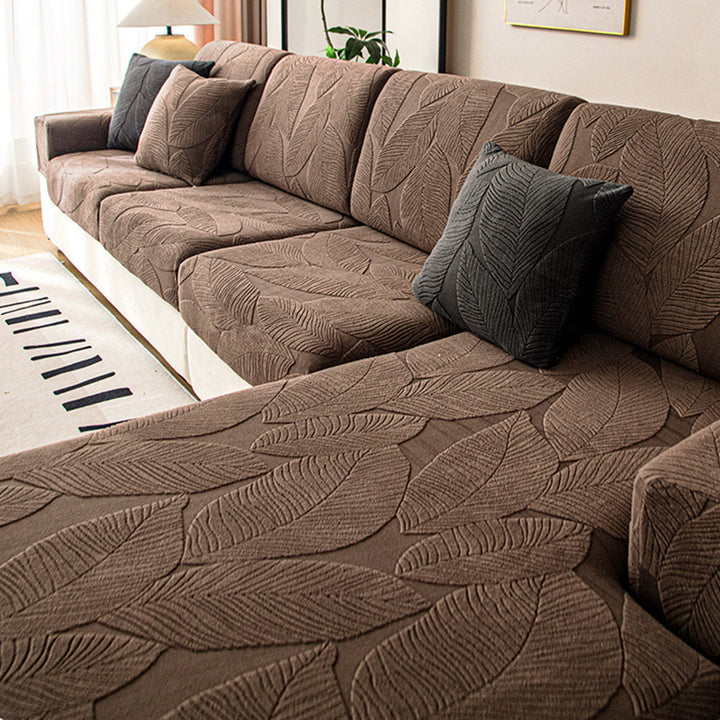 Moderne Blad Jacquard Vandtæt Anti-Skrabe Stræk Sofaovertræk