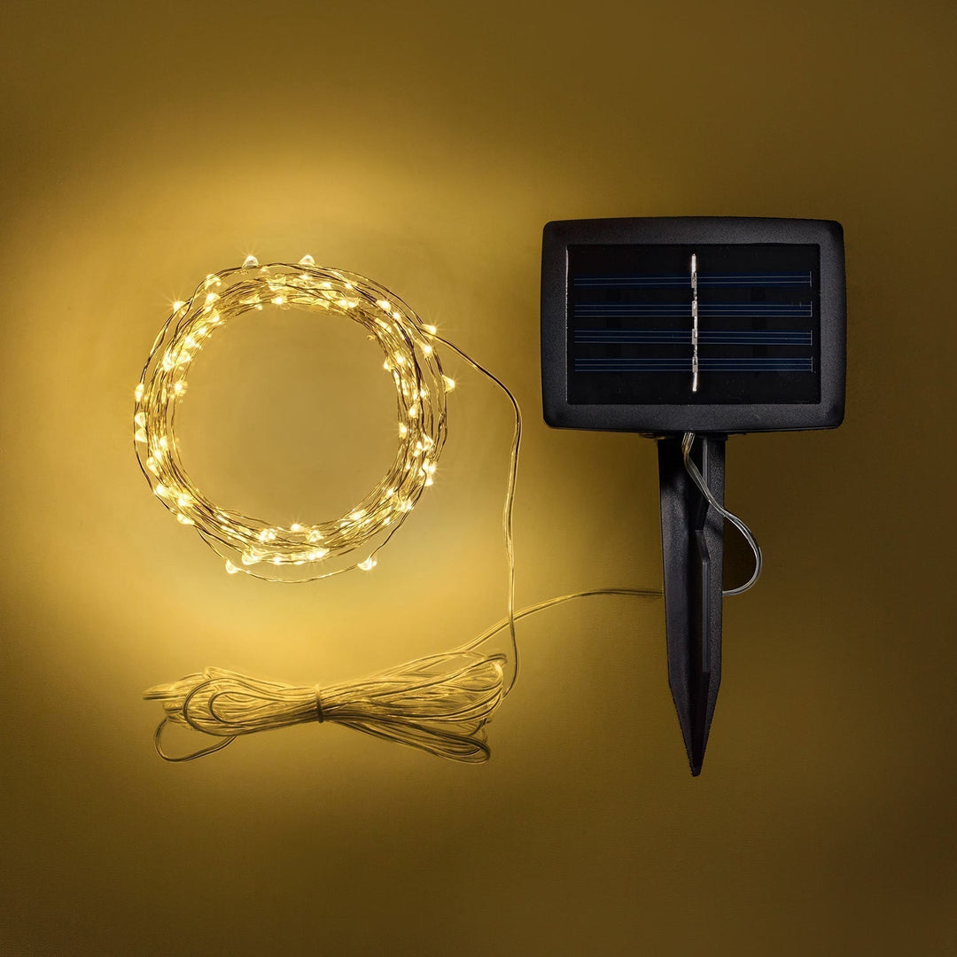 100er LED Micro Solar Lyskæde varm hvid