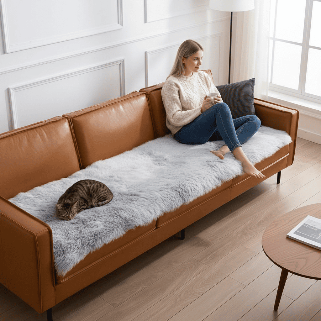 Luftig fløjl sofaovertræk med ædel æstetik
