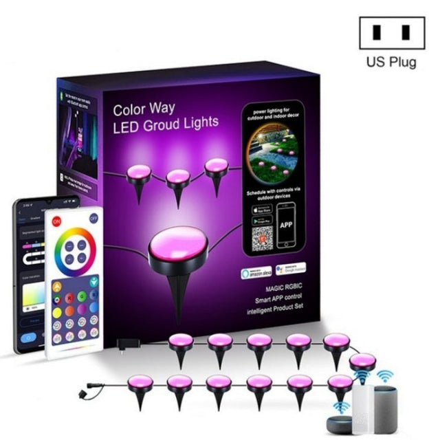 CP01 Udendørs WIFI Smart APP Kontrol Have Lys Musik Synkronisering Udendørs Gulvlys (US Stik)