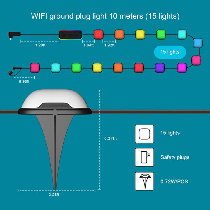 CP01 Udendørs WIFI Smart APP Kontrol Have Lys Musik Synkronisering Udendørs Gulvlys (US Stik)