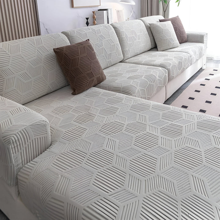 Jacquard Sofa Betræk med Geometrisk Mønster – Blødt &amp; Kæledyrsvenligt | Perfekt til Beskyttelse og Hygge i Boligen |