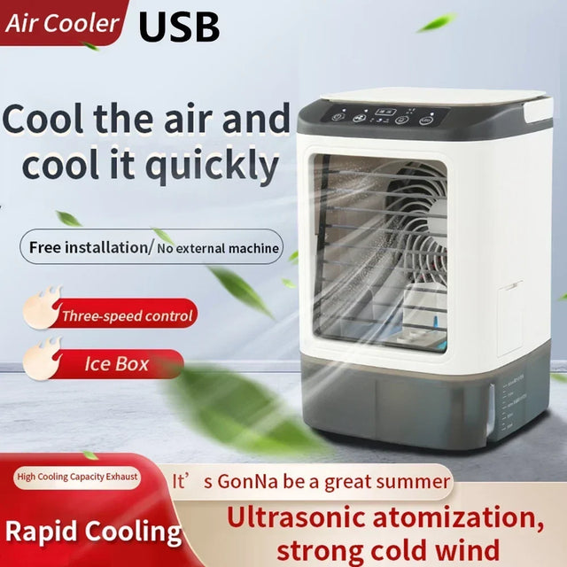 USB Bærbar Mini Aircondition Blæser – 3-Trins Desktop Køleblæser med LED Natlys, Luftkøler til Hjemmet, Kontoret og Camping |