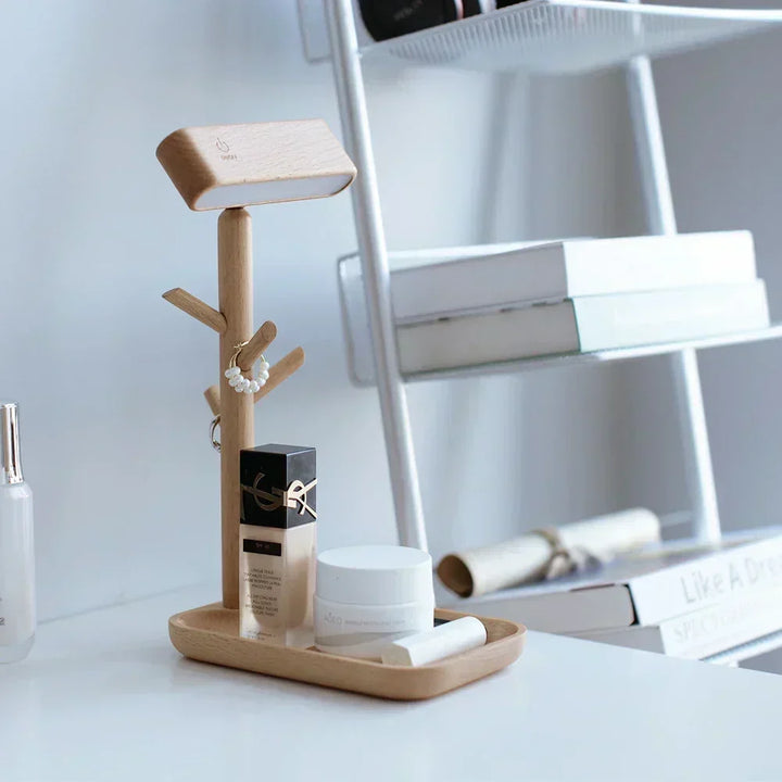 Elegant dæmpbar bordlampe med opbevaring