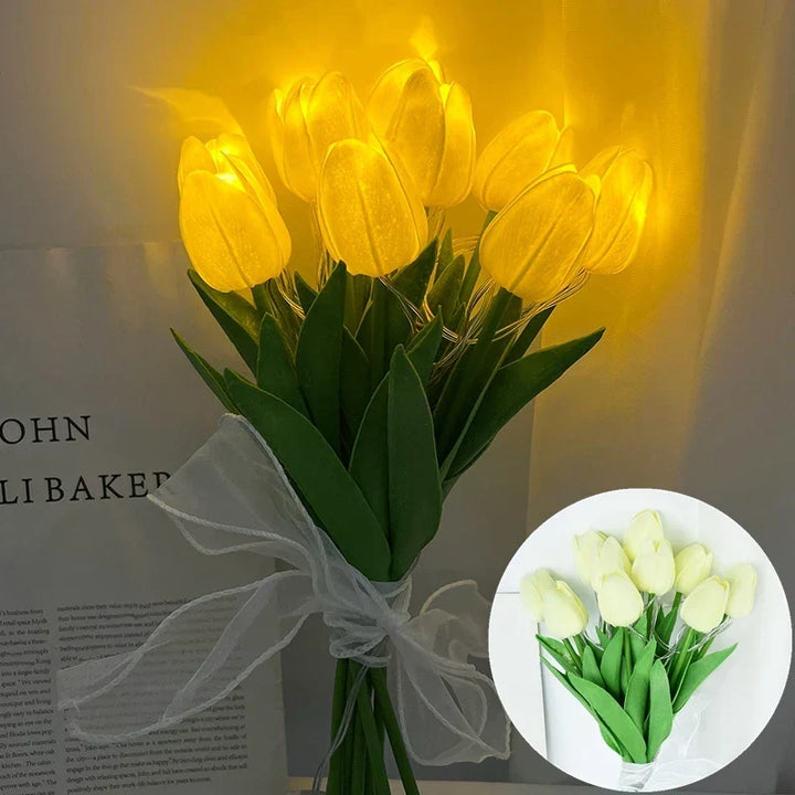 LED-lampe med kunstig tulipanbukket, perfekt til gaver eller som dekorationer til bryllupsfester