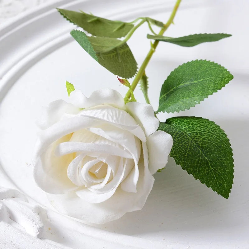 20 stk. Realistisk Velvet Silke Rose Bouquet