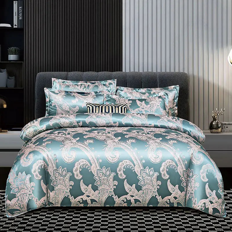 Satin Rayon Jacquard Dynebetræk Sæt 264x229cm – Luksus Sommer Sengetøj til Komfortabel Søvn &amp; Hjemmeindretning