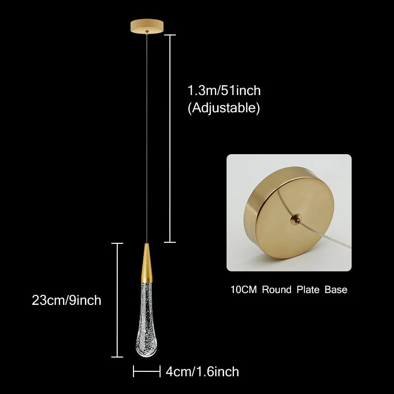 Krystal LED Pendellamper: Perfekte til Soveværelser, Spisestuer, Bar - Vanddråbe Lysekrone, Trappe Lampe til Indretning
