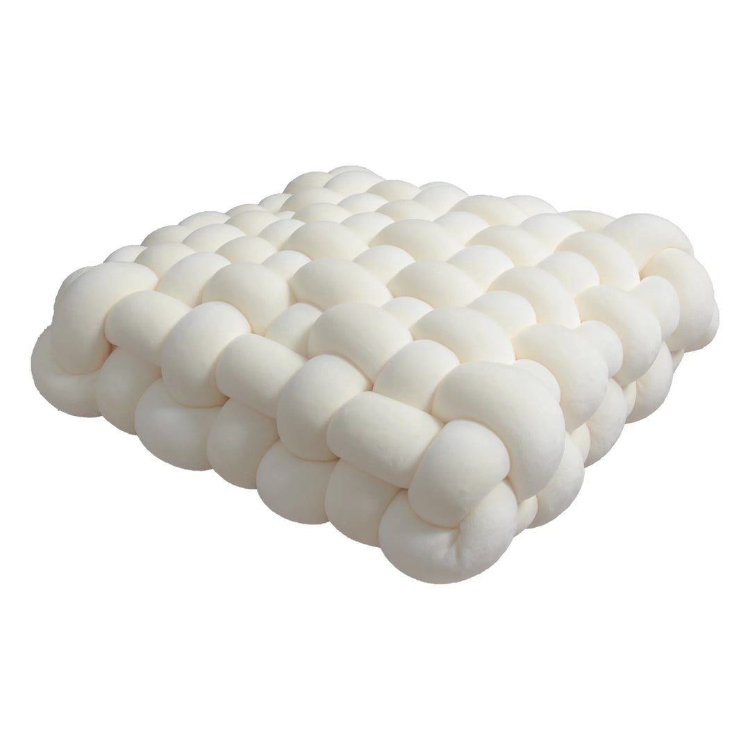 Stue Blød Plush Knude Pude Sofa Pude Ensfarvet Kvadrat Håndvævet Hjem Kaste Pude Kvadrat Vævet Sæde Pude