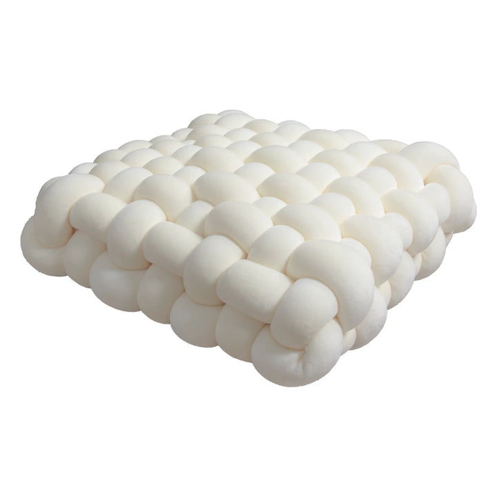 Stue Blød Plush Knude Pude Sofa Pude Ensfarvet Kvadrat Håndvævet Hjem Kaste Pude Kvadrat Vævet Sæde Pude