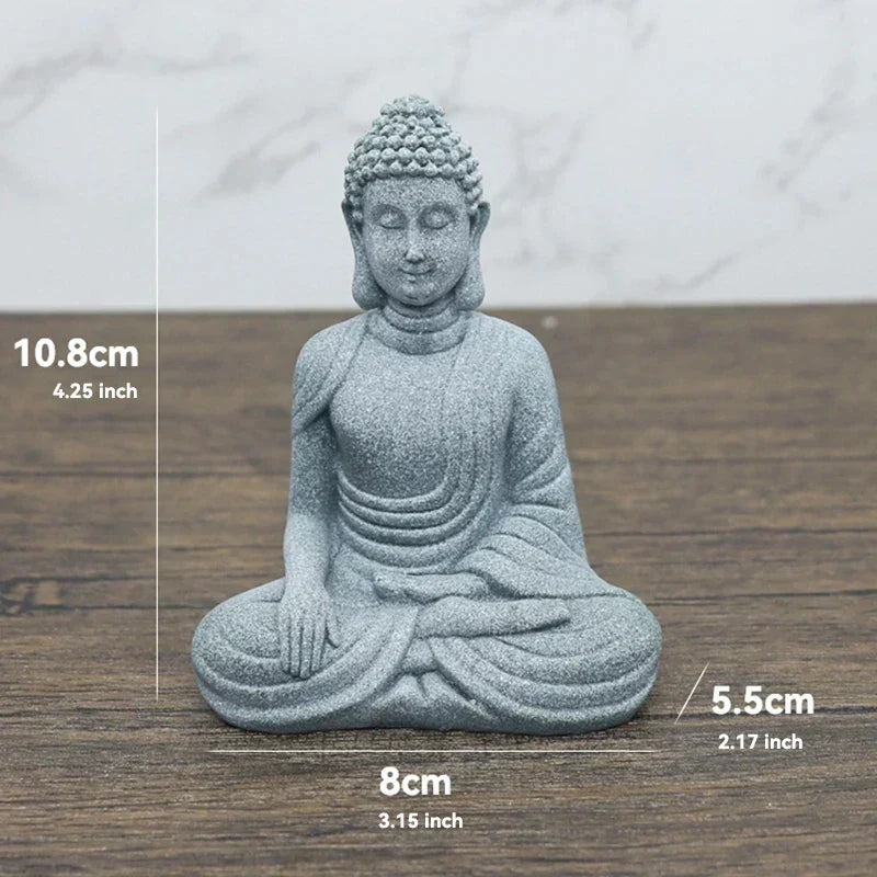 Buddha Sten Statue Lille Buddhister Tibetansk Buddhisme Figurer Zen Have Ornament Meditation Hjem Akvarium Dekoration