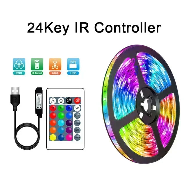 RGB 5050 LED Strip Lys med Fjernbetjening &amp; App Kontrol - USB-drevet