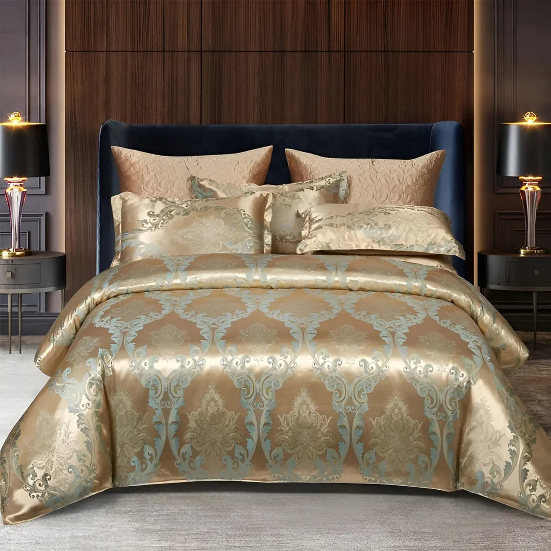 Chic Satin Jacquard Dynecover til Luksuriøst Soveværelse