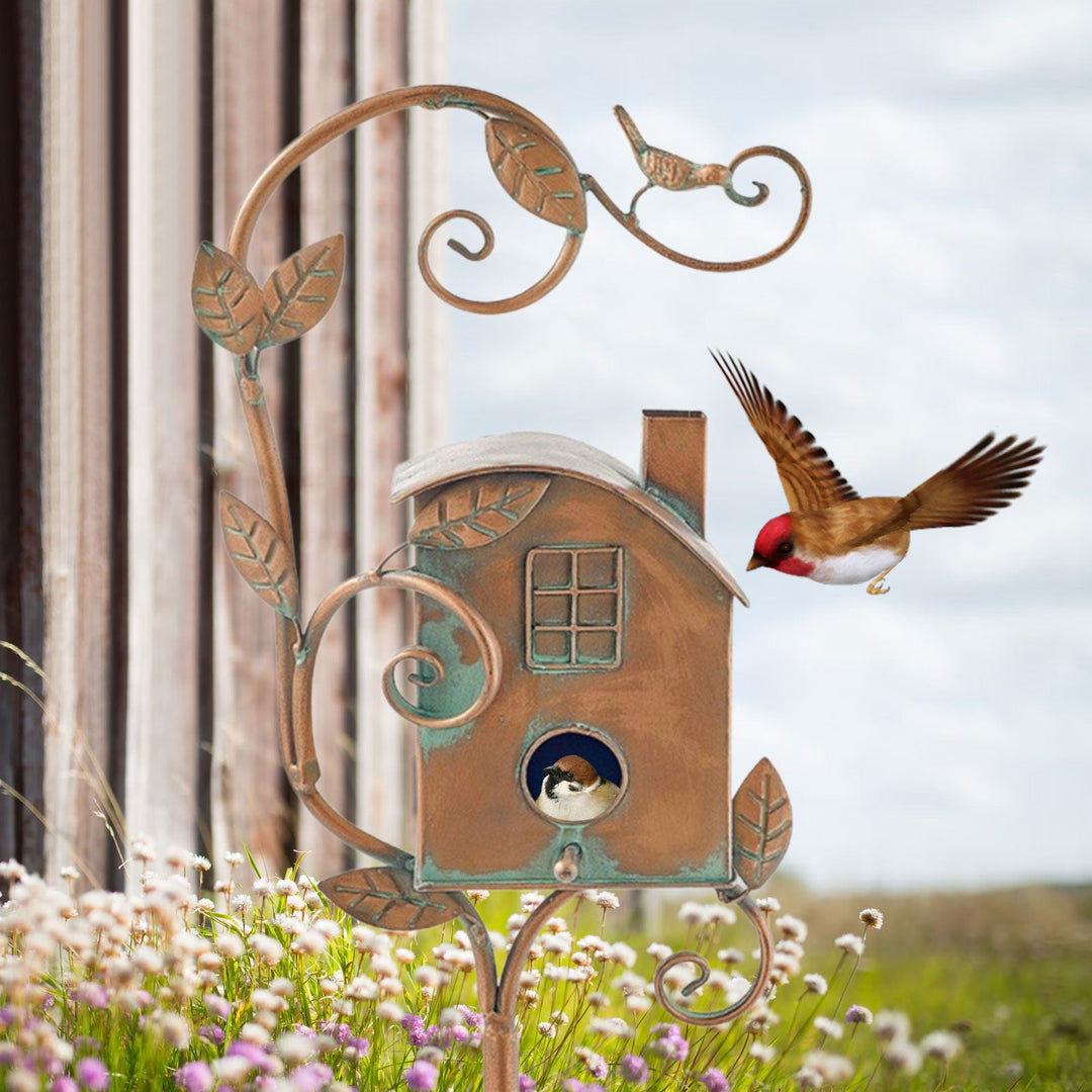 Metal kunst fuglehus have stake - Talart