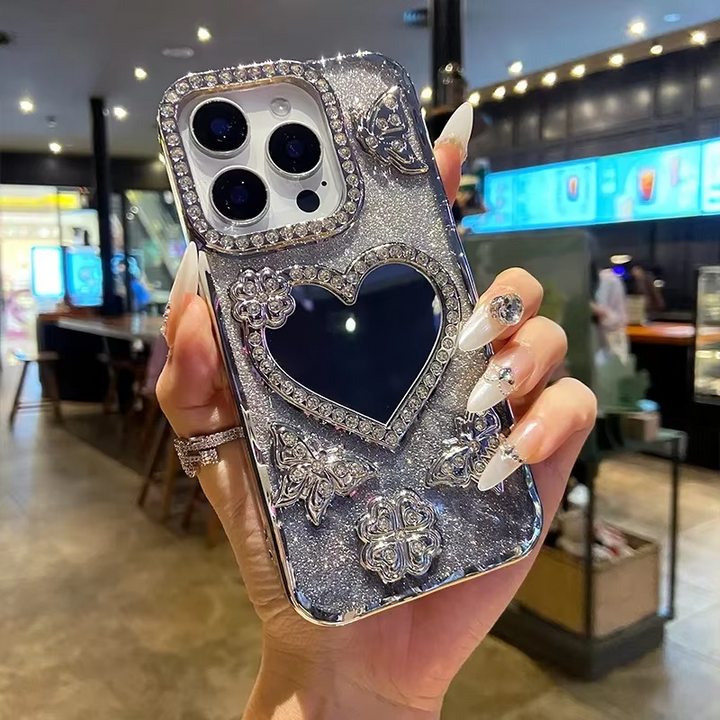 Butterfly Glitter Diamond Spejl Etui til iPhone