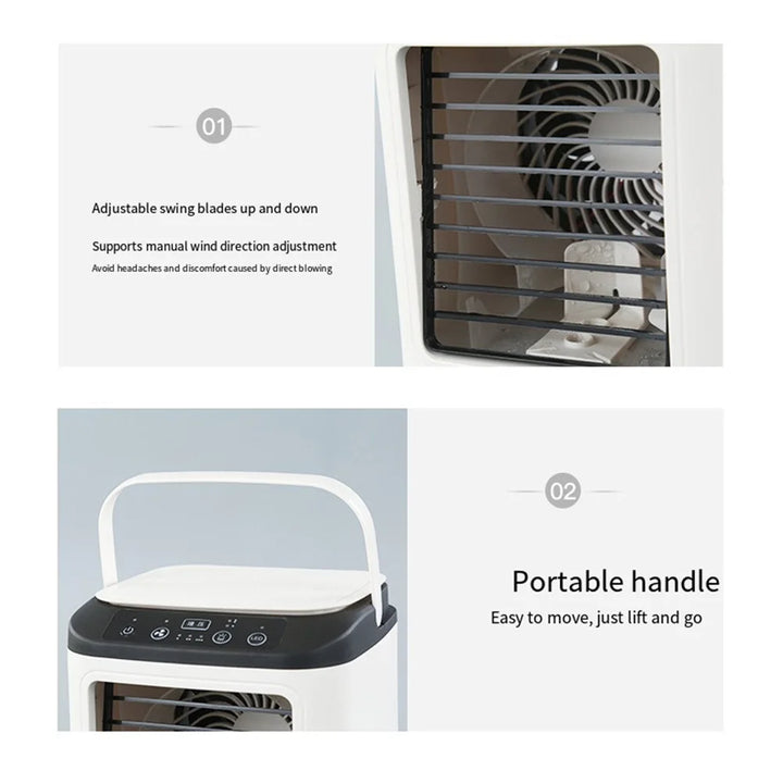 USB Bærbar Mini Aircondition Blæser – 3-Trins Desktop Køleblæser med LED Natlys, Luftkøler til Hjemmet, Kontoret og Camping |