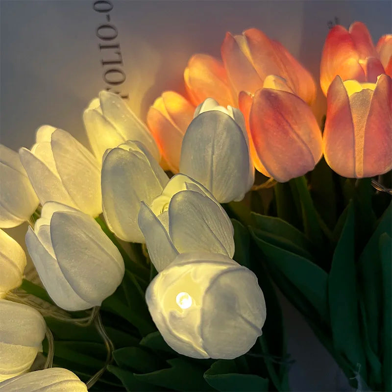 LED-lampe med kunstig tulipanbukket, perfekt til gaver eller som dekorationer til bryllupsfester