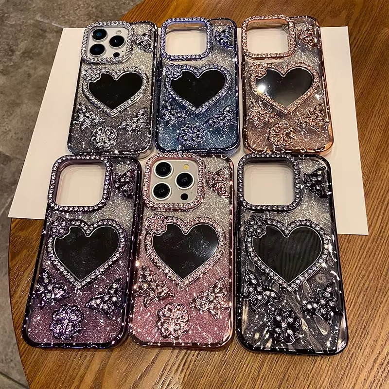 Butterfly Glitter Diamond Spejl Etui til iPhone