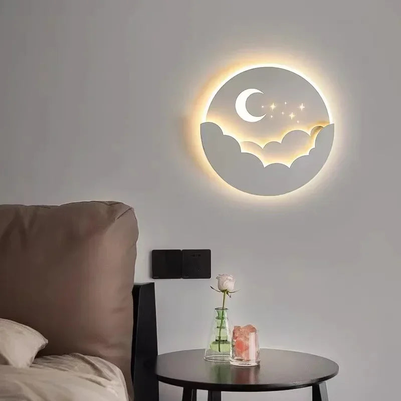 LED væglampe med måne og stjerner