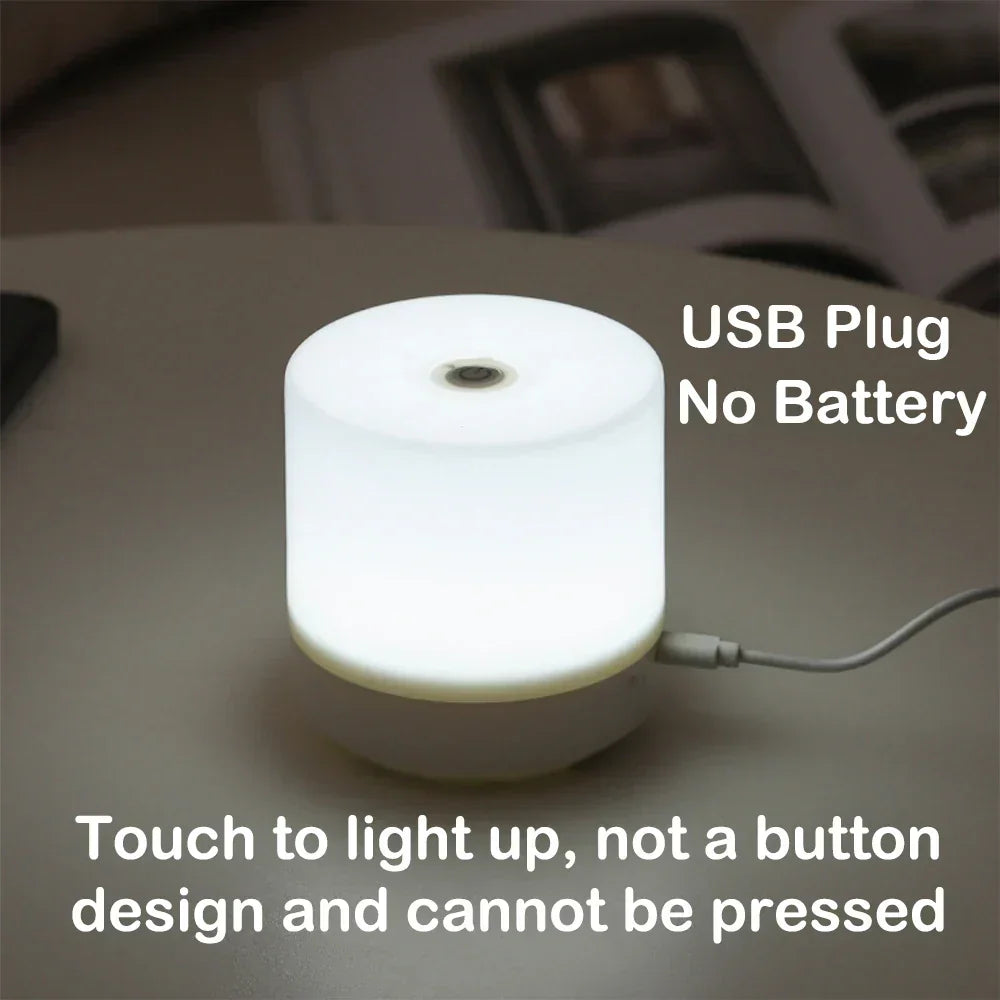 Kreativ USB Natbordlampe - Touch-Dimmende LED Natlys til Soveværelse &amp; Studenterbolig